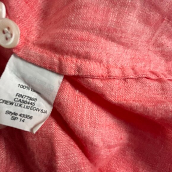 J.Crew Womens Pink Linen Long-Sleeve Button-Up Perfect Shirt Size 8 Casual Top - Picture 4 of 8